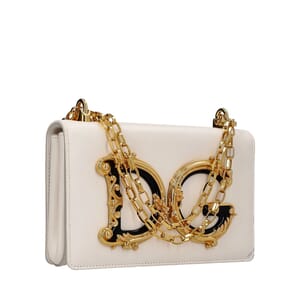 Leather DG Girls Shoulder Bag White, view 2