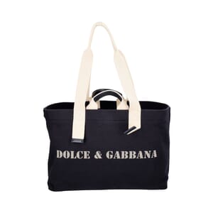 Canvas Logo Tote Bag Navy/White