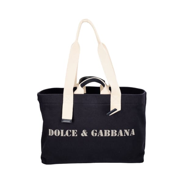 Canvas Logo Tote Bag Navy/White