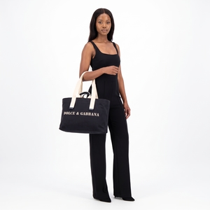 Canvas Logo Tote Bag Navy/White, view 7