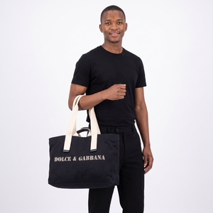Canvas Logo Tote Bag Navy/White, view 8