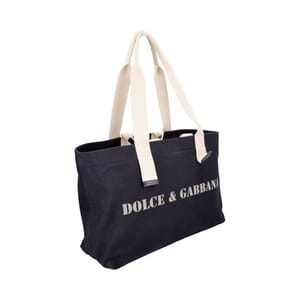 Canvas Logo Tote Bag Navy/White, view 2