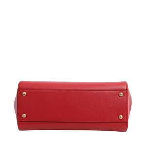 Leather Sicily DG Family Medium Shoulder Bag Red, view 6