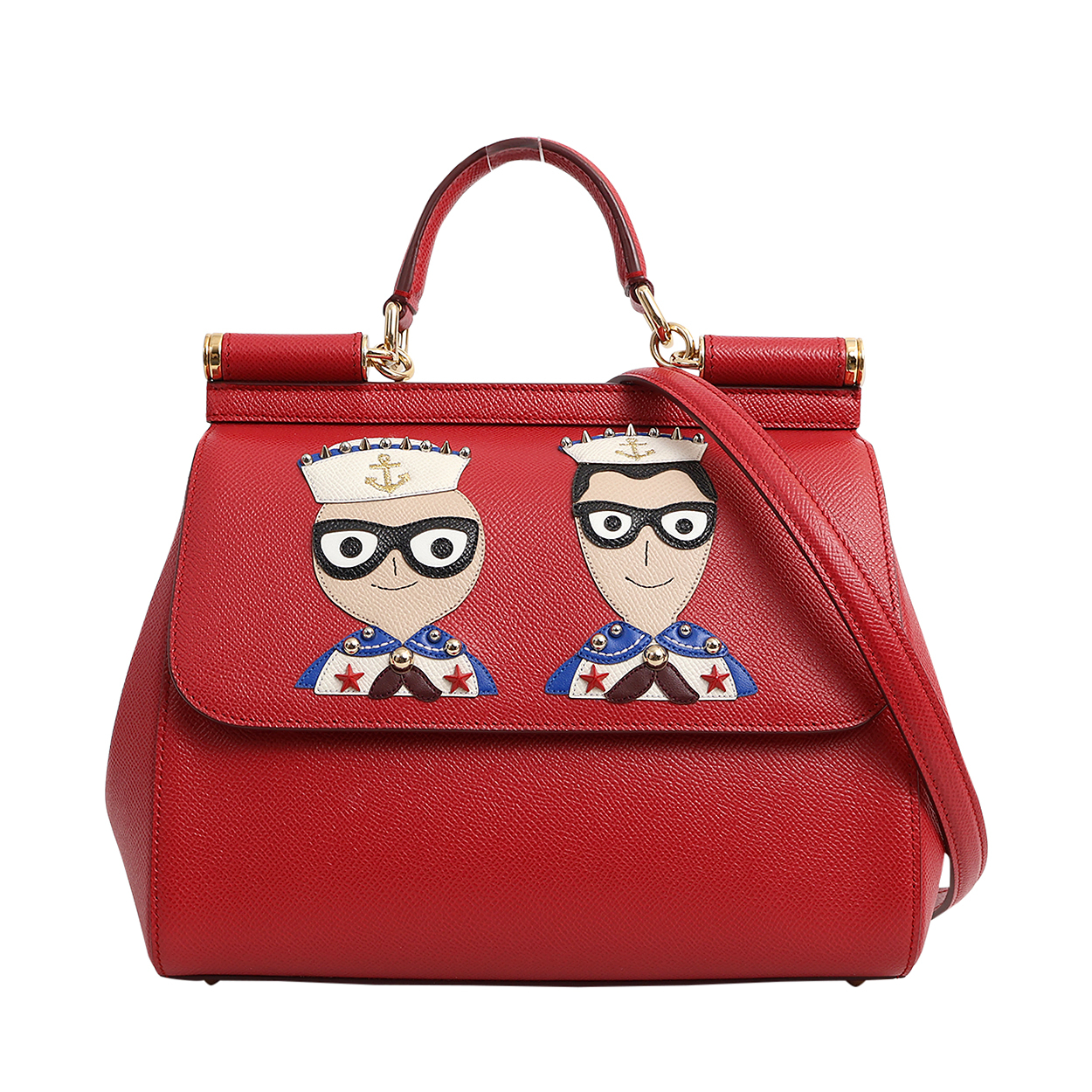 Leather Sicily DG Family Medium Shoulder Bag Red