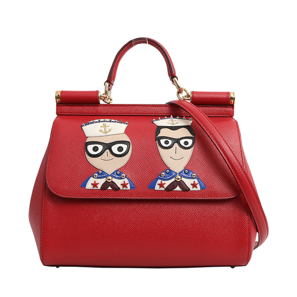 Leather Sicily DG Family Medium Shoulder Bag Red