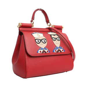 Leather Sicily DG Family Medium Shoulder Bag Red, view 2