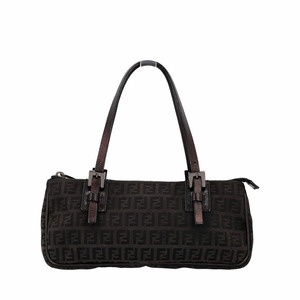 FENDIバッグ FENDI Zucchino Baguette Toile Shoulder Bag Black | Luxity