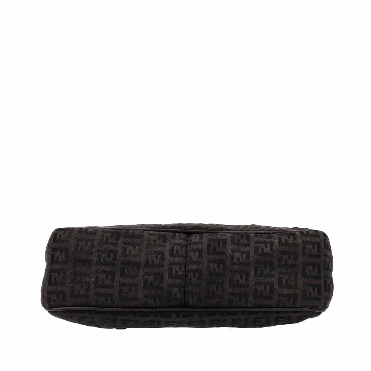 FENDI Zucchino Baguette Toile Shoulder Bag Black | Luxity