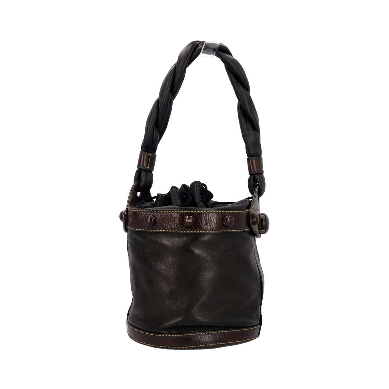 FENDI Leather Palazzo Bucket Bag Black | Luxity