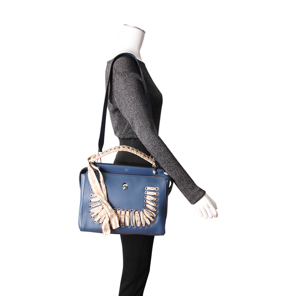 Leather DotCom Satchel Navy