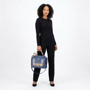 PRADA Saffiano Double Zip Small Tote Blue | Luxity