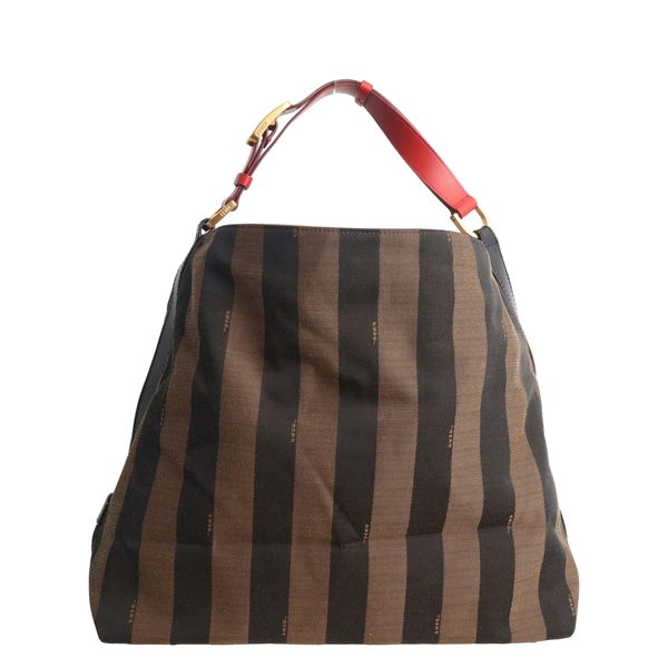 Canvas Pequin Stripe Hobo Black/Brown