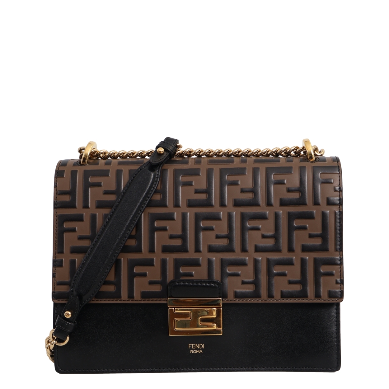 Leather Forever Fendi Kan U Shoulder Bag Brown/Black