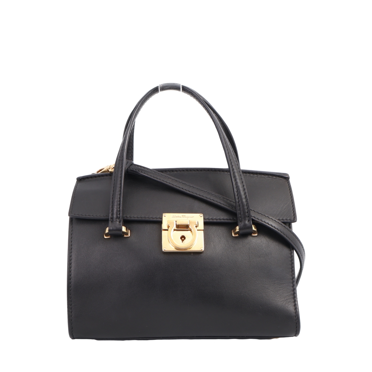 SALVATORE FERRAGAMO Leather Mini Mara Tote Black | Luxity