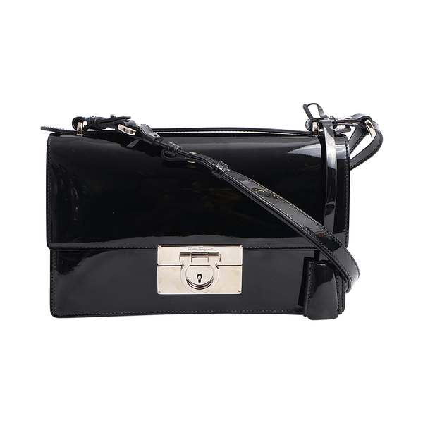 Patent Aileen Shoulder Bag Black