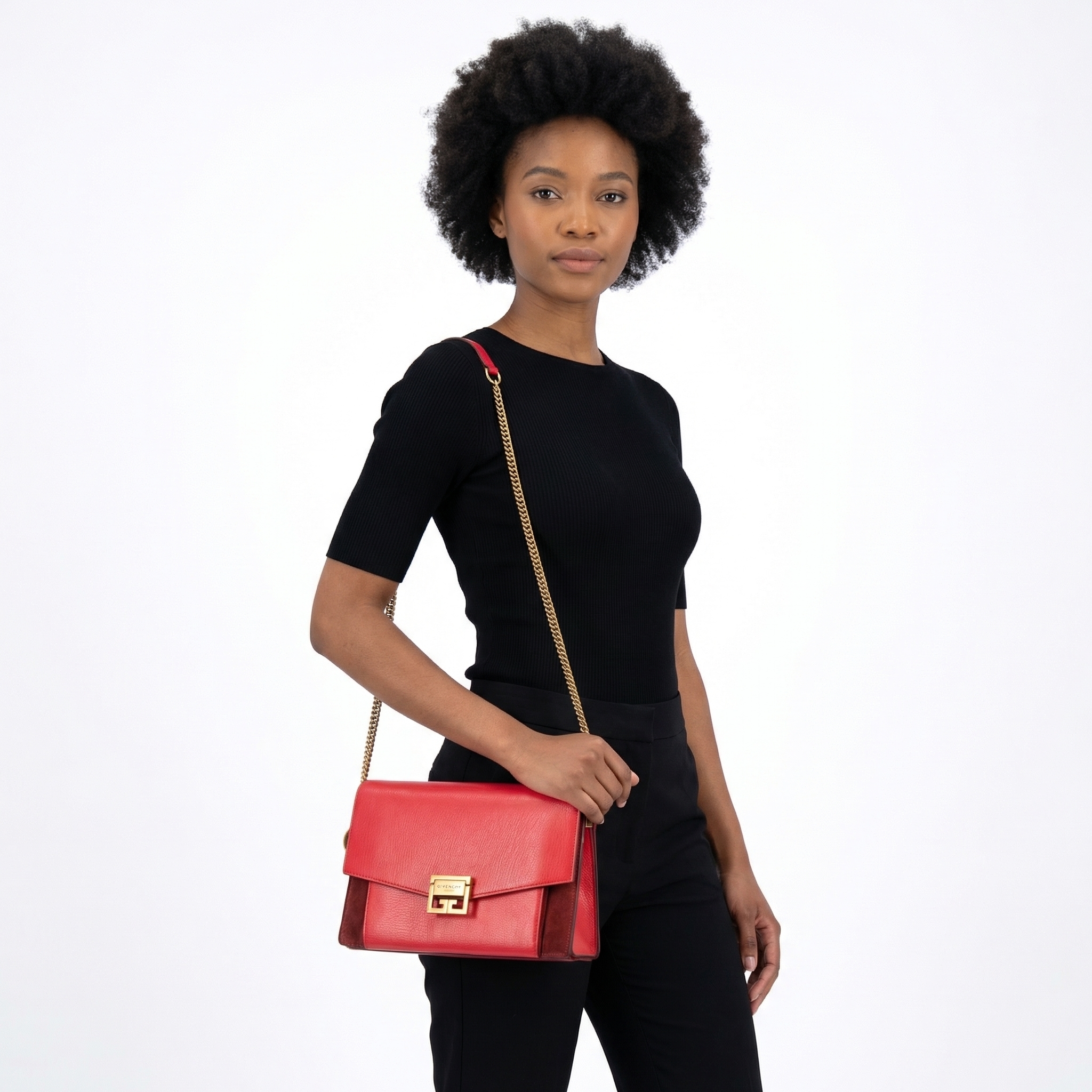 GIVENCHY Leather/Suede Medium GV3 Bag Pink | Luxity