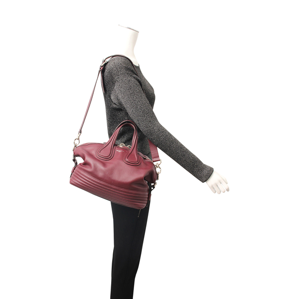 Leather Small Biker Nightingale Shoulder Bag Burgundy