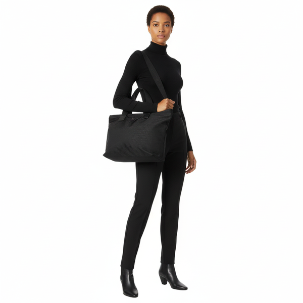 Canvas Monogram Diaper Bag Set Black