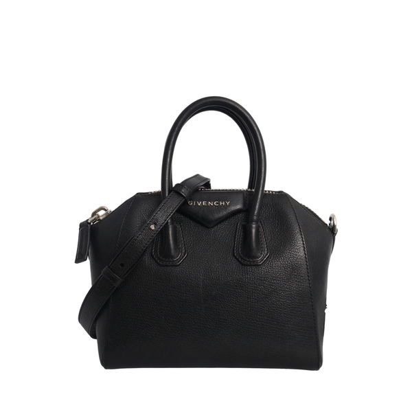 Leather Small Antigona Tote Black