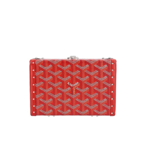 Goyardine Minaudiere Clutch/Crossbody Trunk Red