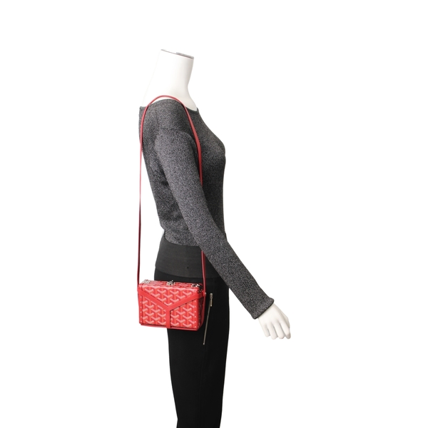 Goyardine Minaudiere Clutch/Crossbody Trunk Red