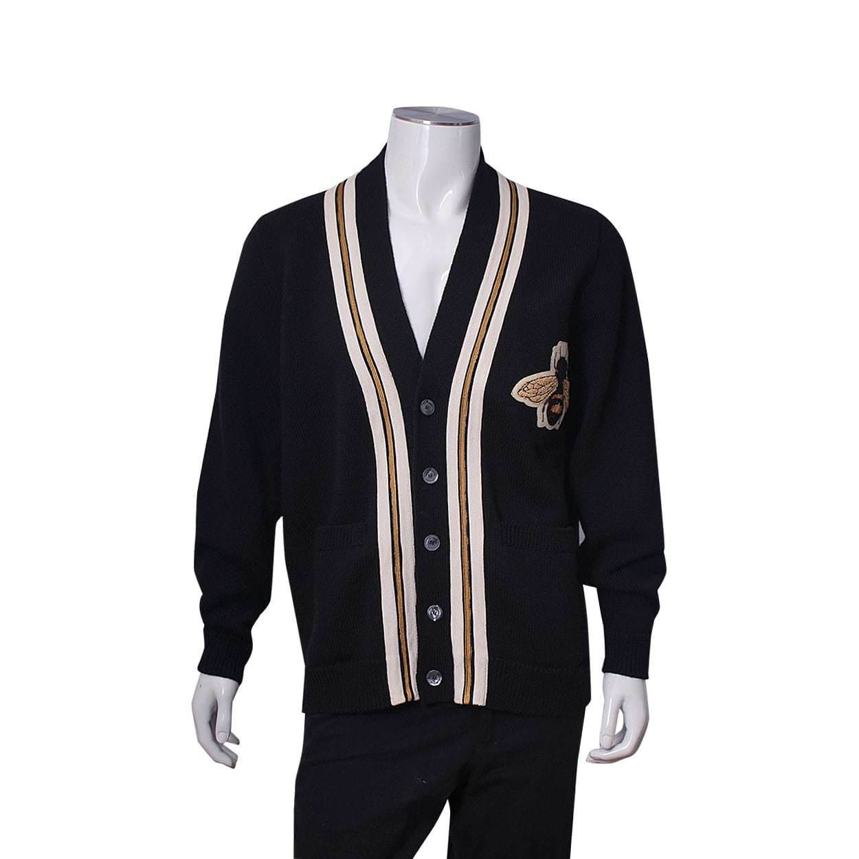GUCCI Wool Bee Cardigan Black | Luxity