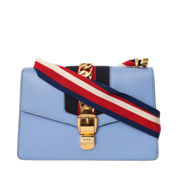 Leather Medium Sylvie Shoulder Bag Blue