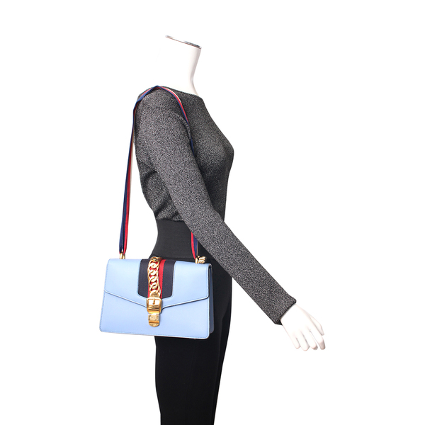 Leather Medium Sylvie Shoulder Bag Blue
