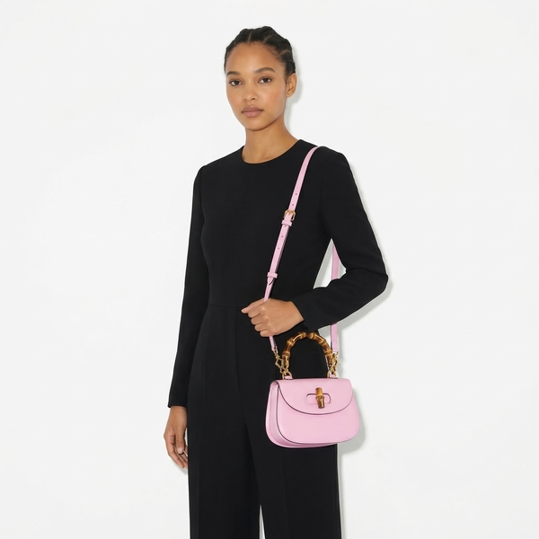 Leather Bamboo 1947 Mini Top Handle Bag Pink