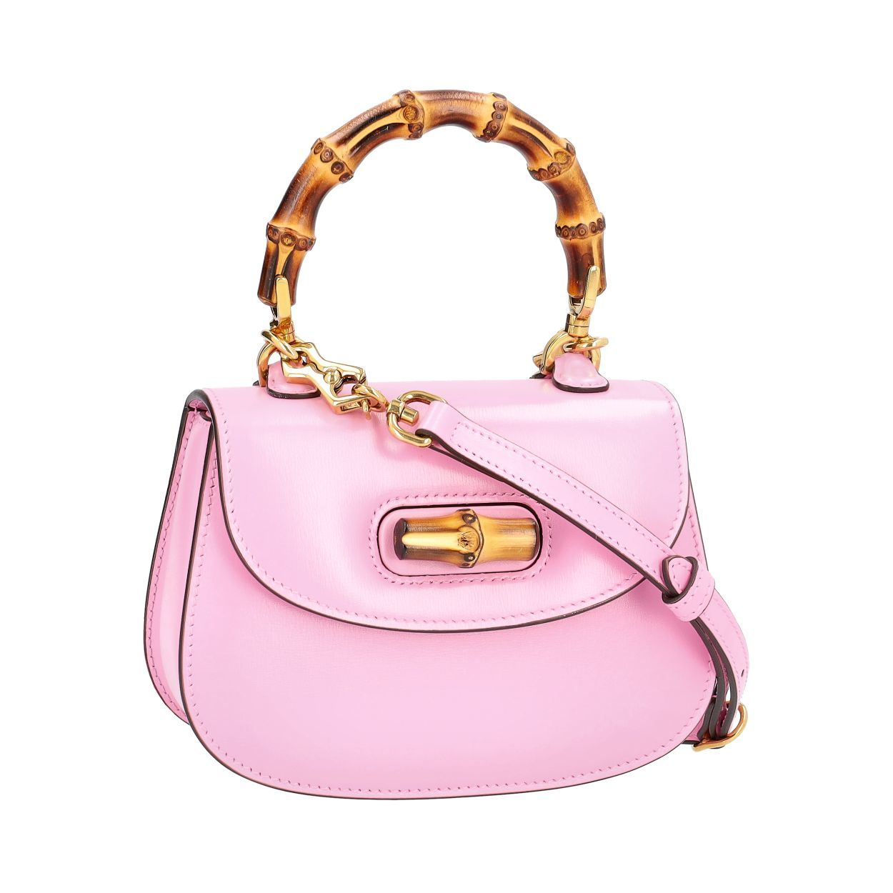 GUCCI Leather Bamboo 1947 Mini Top Handle Bag Pink | Luxity