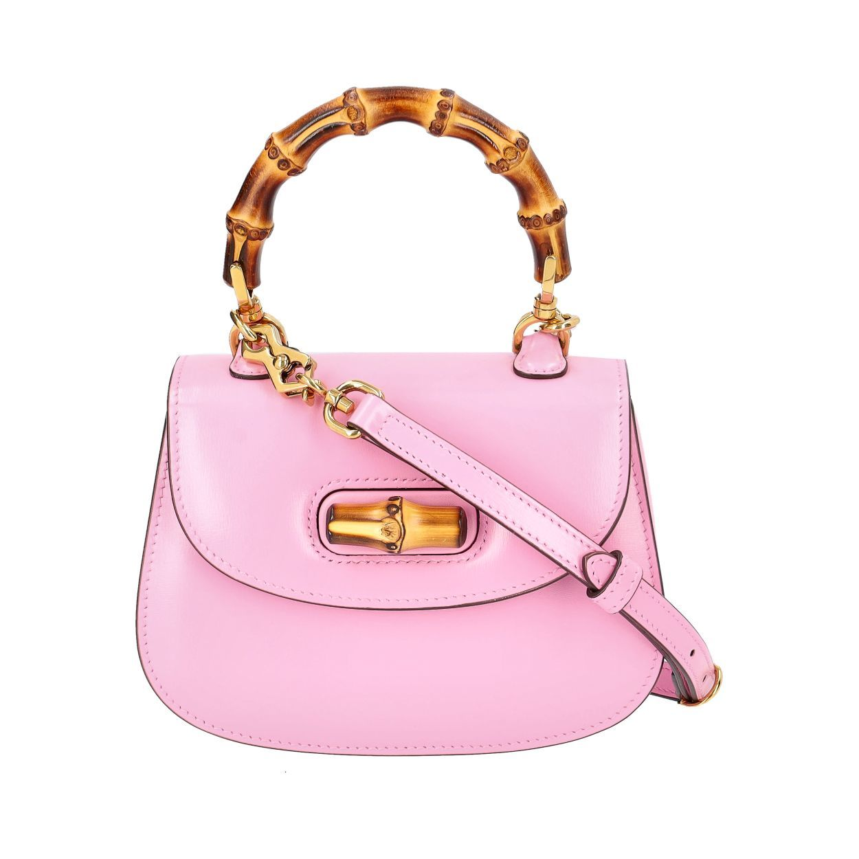 nw9971　GUCCI 手袋　ピンク　美品 GUCCI Leather Bamboo 1947 Mini Top Handle Bag Pink | Luxity