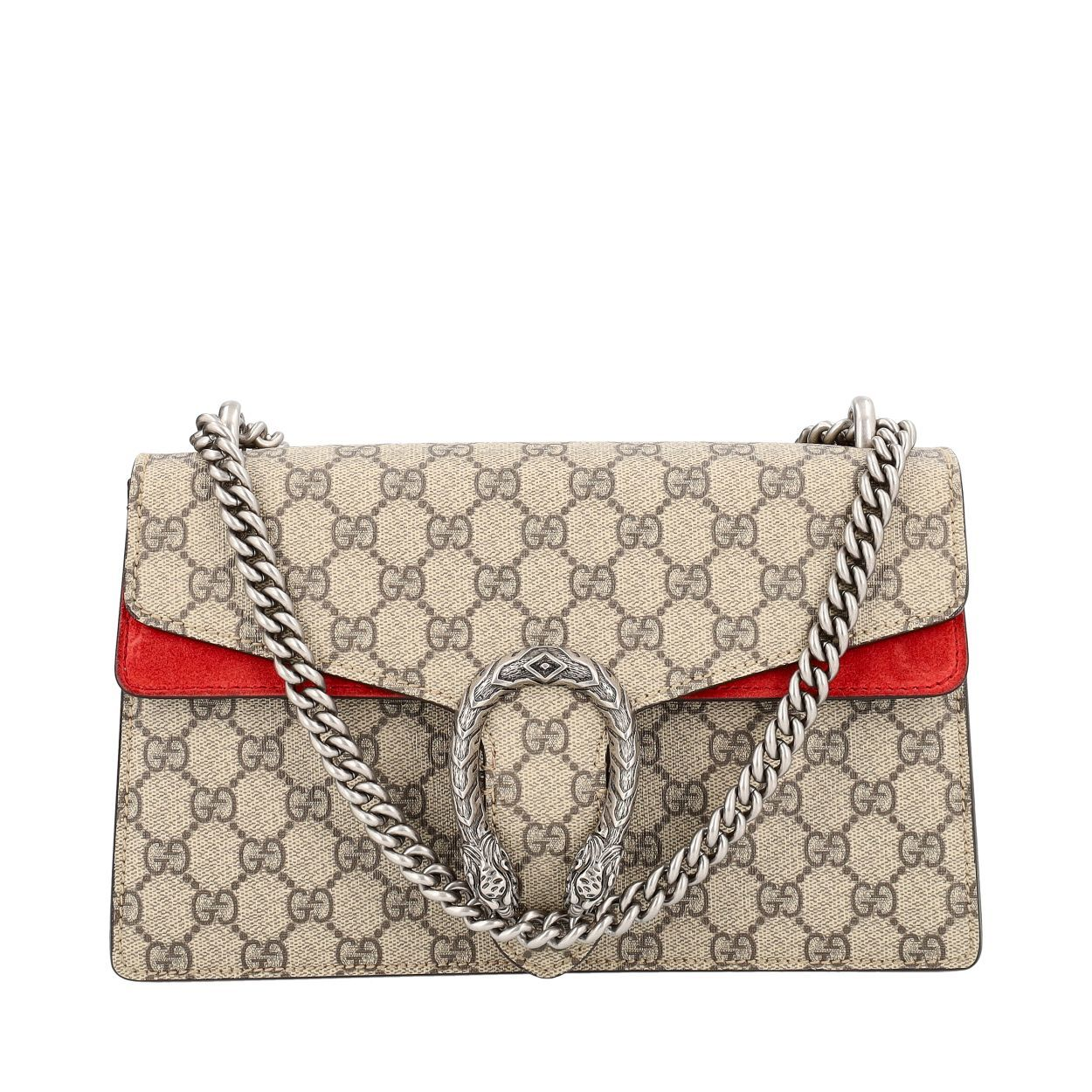 GUCCI Supreme GG Dionysus Small Shoulder Bag Beige/Ebony/Red | Luxity