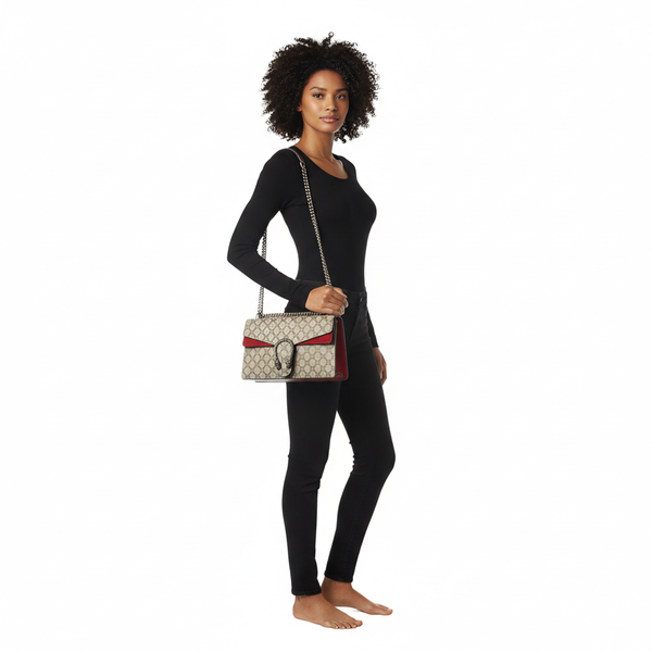 Supreme GG Dionysus Small Shoulder Bag Beige/Ebony/Red