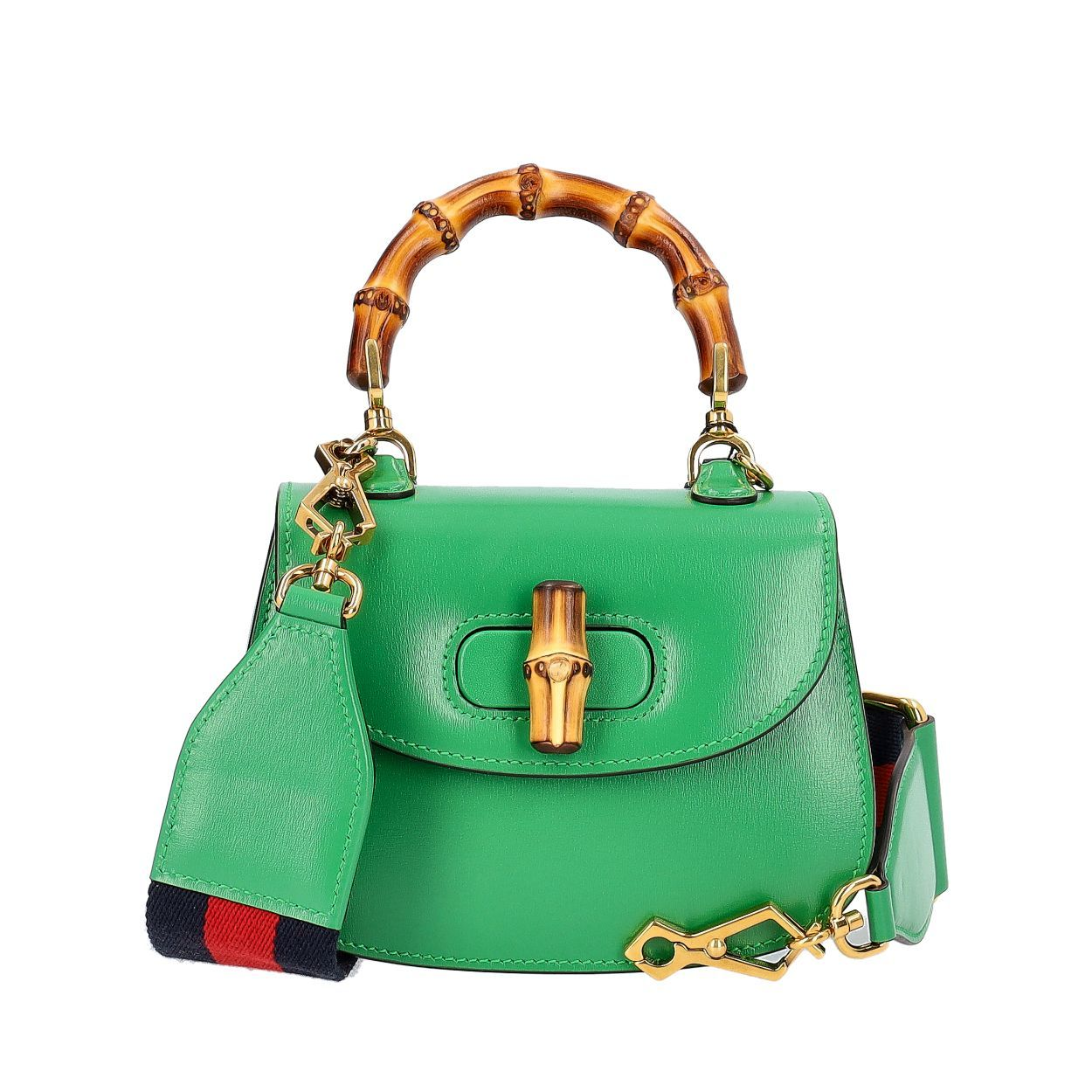 GUCCI Leather Bamboo 1947 Mini Top Handle Bag Green | Luxity