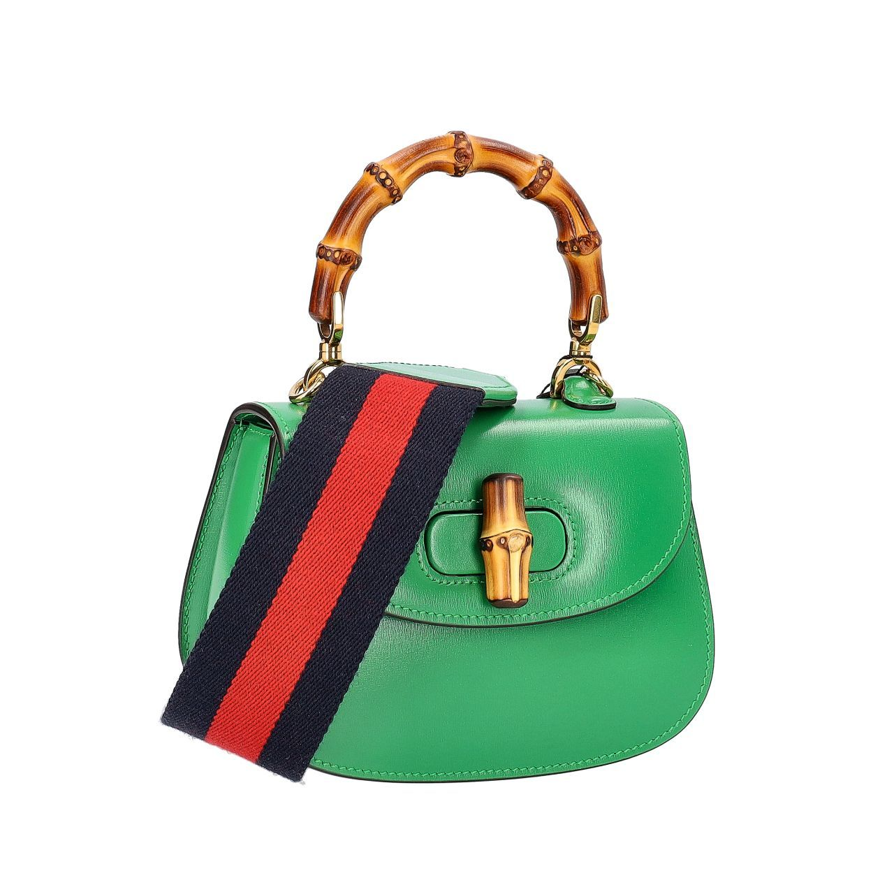 GUCCI Leather Bamboo 1947 Mini Top Handle Bag Green | Luxity