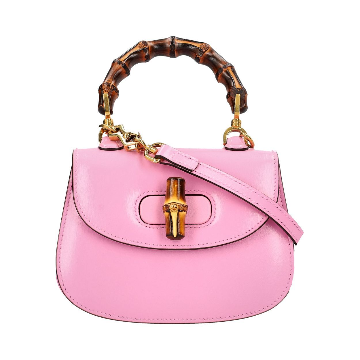 GUCCI Leather Bamboo 1947 Mini Top Handle Bag Pink | Luxity
