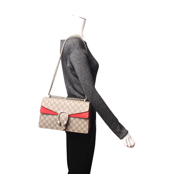 Supreme GG Dionysus Small Shoulder Bag Beige/Ebony/Red