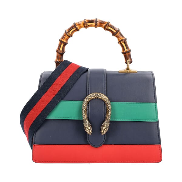 Leather Medium Dionysus Bamboo Top Handle Bag Tricolour