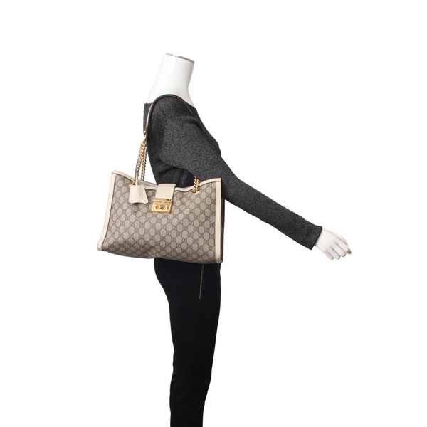 Supreme GG Padlock Large Shoulder Bag Beige/Ebony