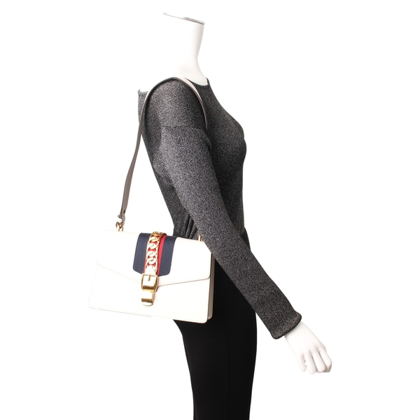 Leather Medium Sylvie Shoulder Bag White