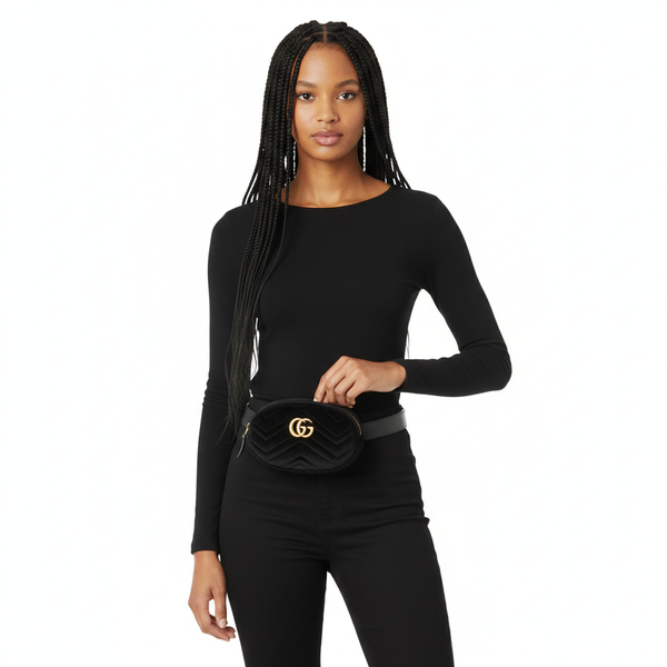Velvet GG Matelasse Belt Bag Black - S: 95 (36)