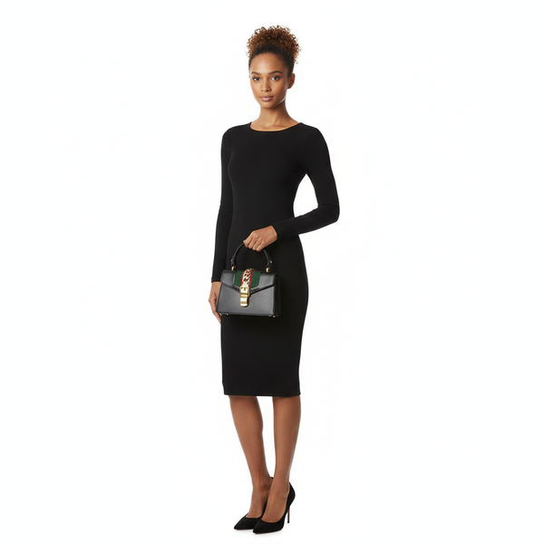 Leather Mini Sylvie Shoulder Bag Black