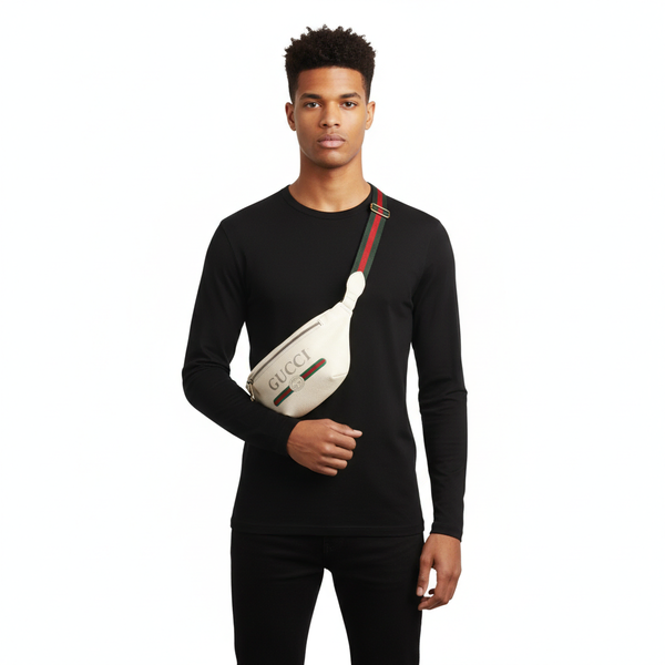 Leather Logo Belt Bag Cream