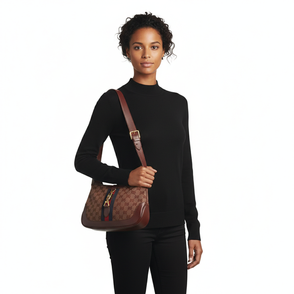 Canvas GG Medium Jackie 1961 Shoulder Bag Burgundy