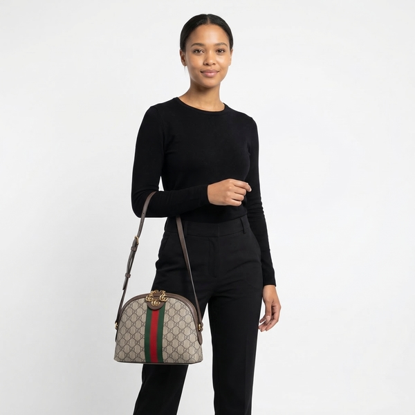 Supreme GG Small Ophidia Shoulder Bag Beige/Brown