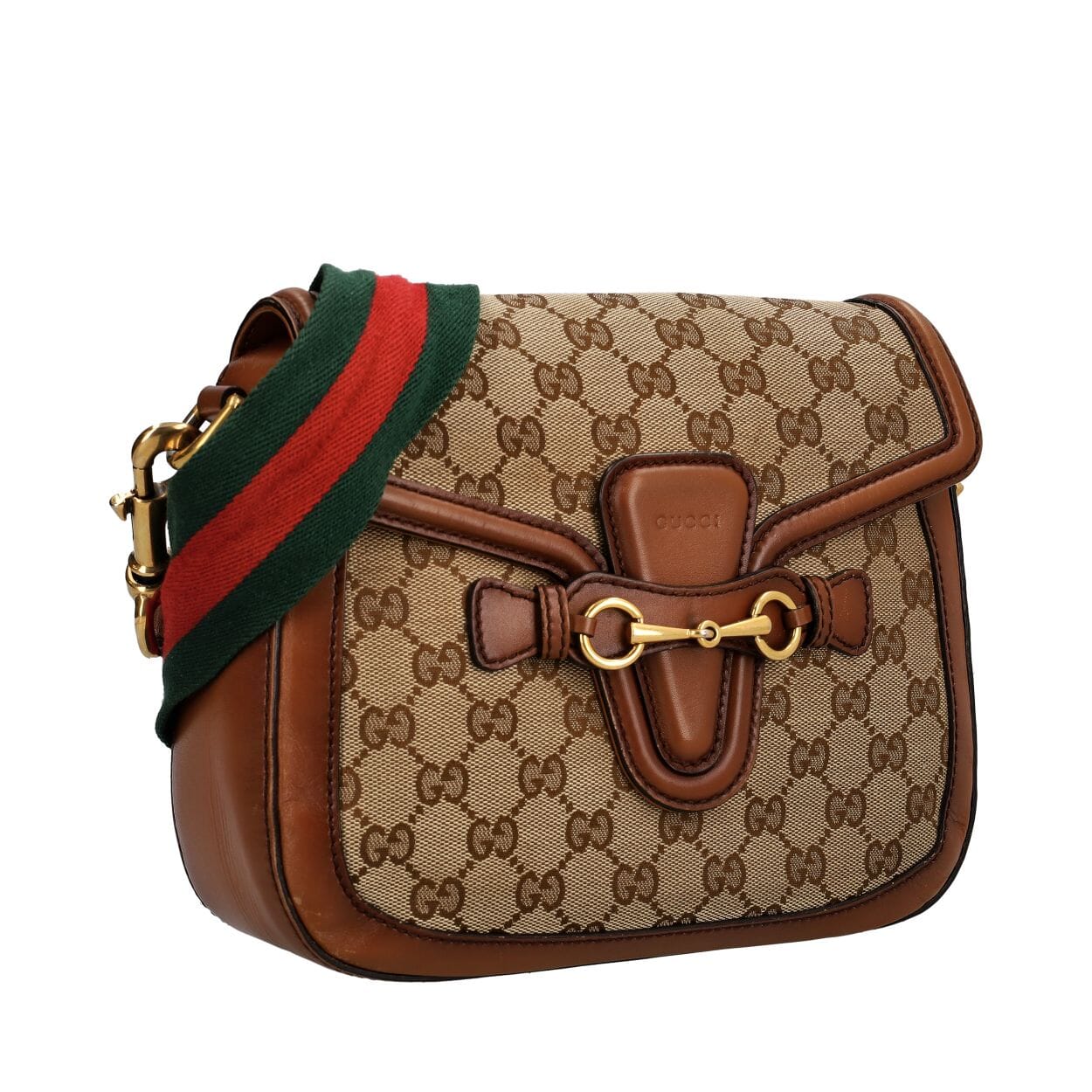 GUCCI Canvas GG Lady Web Shoulder Bag Brown | Luxity