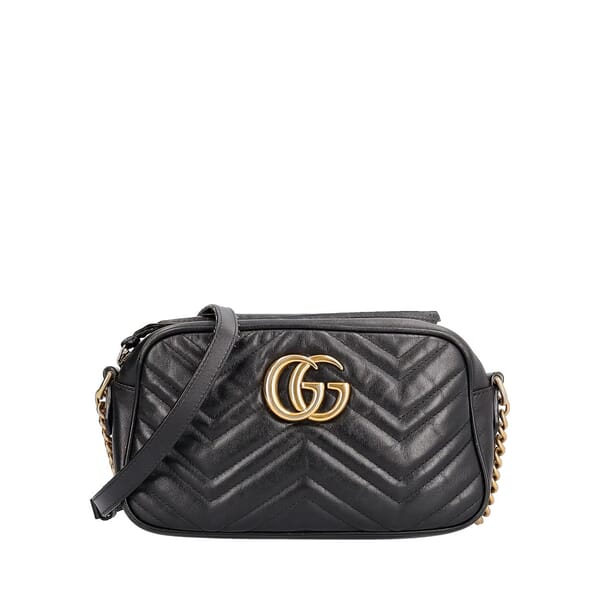 Leather GG Marmont Small Camera Bag Black