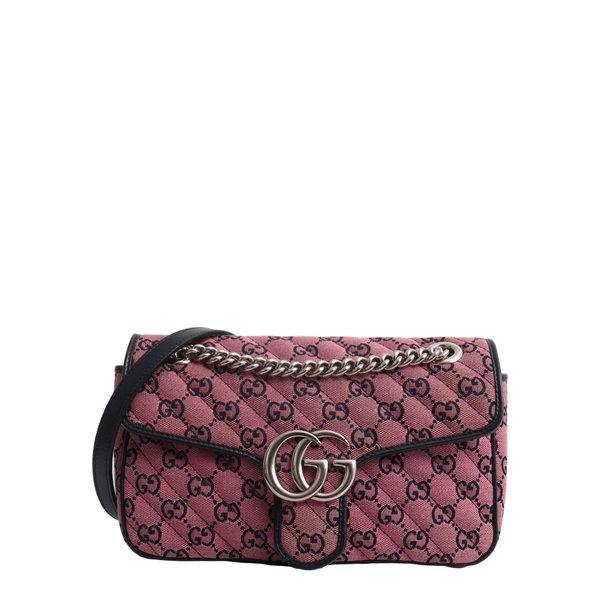 Canvas GG Marmont Medium Shoulder Bag Pink/Navy