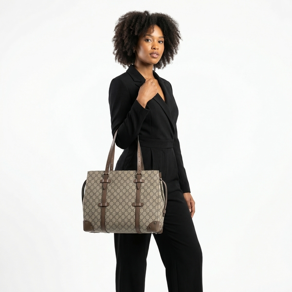 Supreme GG Tote Beige/Ebony/Brown