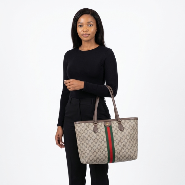 Supreme GG Ophidia Medium Tote Beige/Ebony
